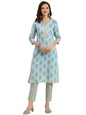 Rangita Light Blue Cotton Printed Straight Kurta With Pant | Kurta Set For Women_3Xl