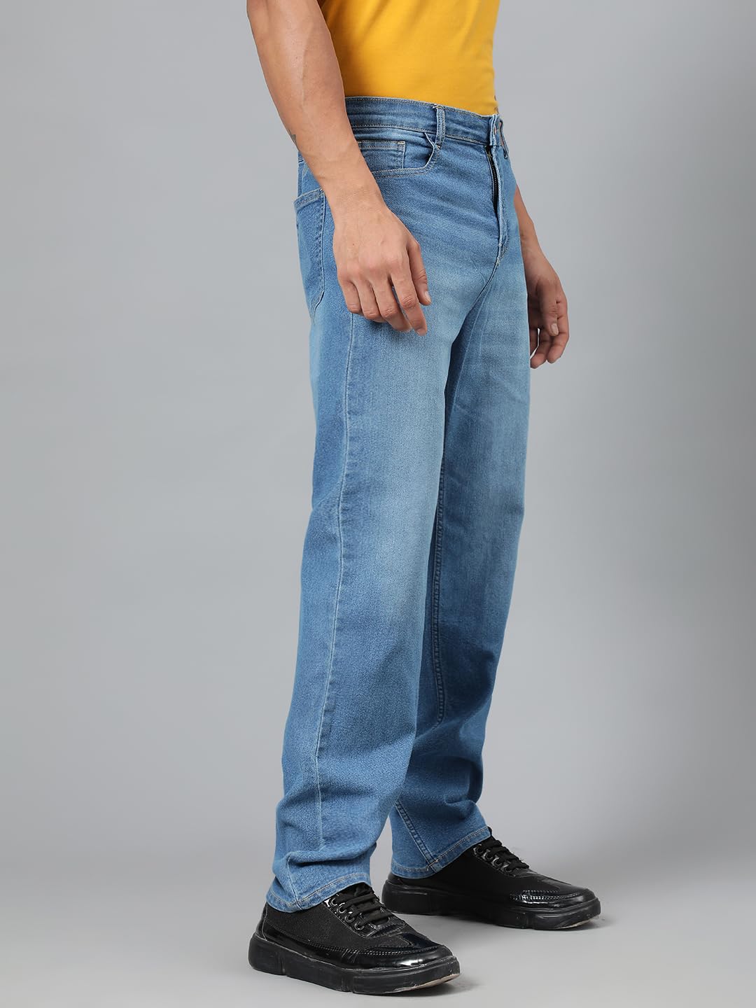 Kotty MenS Cotton Lycra Blend Relaxed Fit Mid Rise Jeans Cornflower Blue