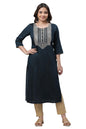 Aurelia Women's Blue Solid Solid Viscose Poly Straight Kurta_23AUA14762-704677_XS