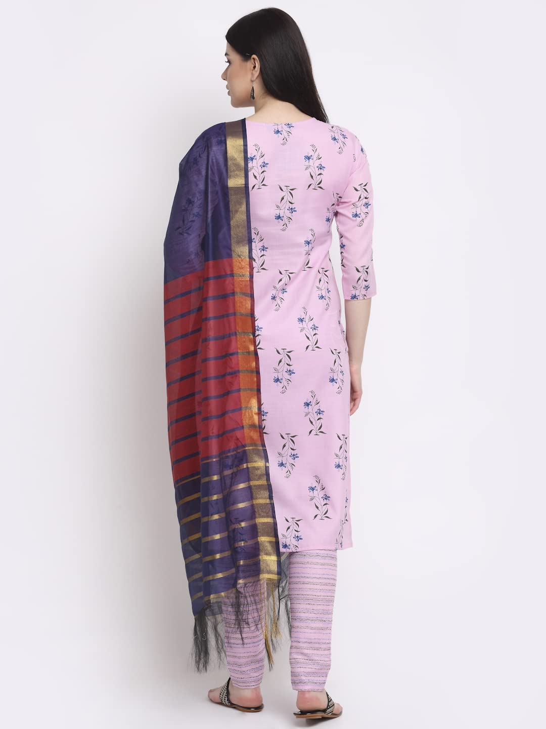 ANNI DESIGNER Women's Cotton Straight Kurta with Palazzo & Dupatta (KPZD-COT-10010-PINK)