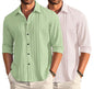Deelmo Combo Of MenS Casual Button Down Shirts Long Sleeve Linen Shirt Fashion Textured Summer Shirts Pack Of 2