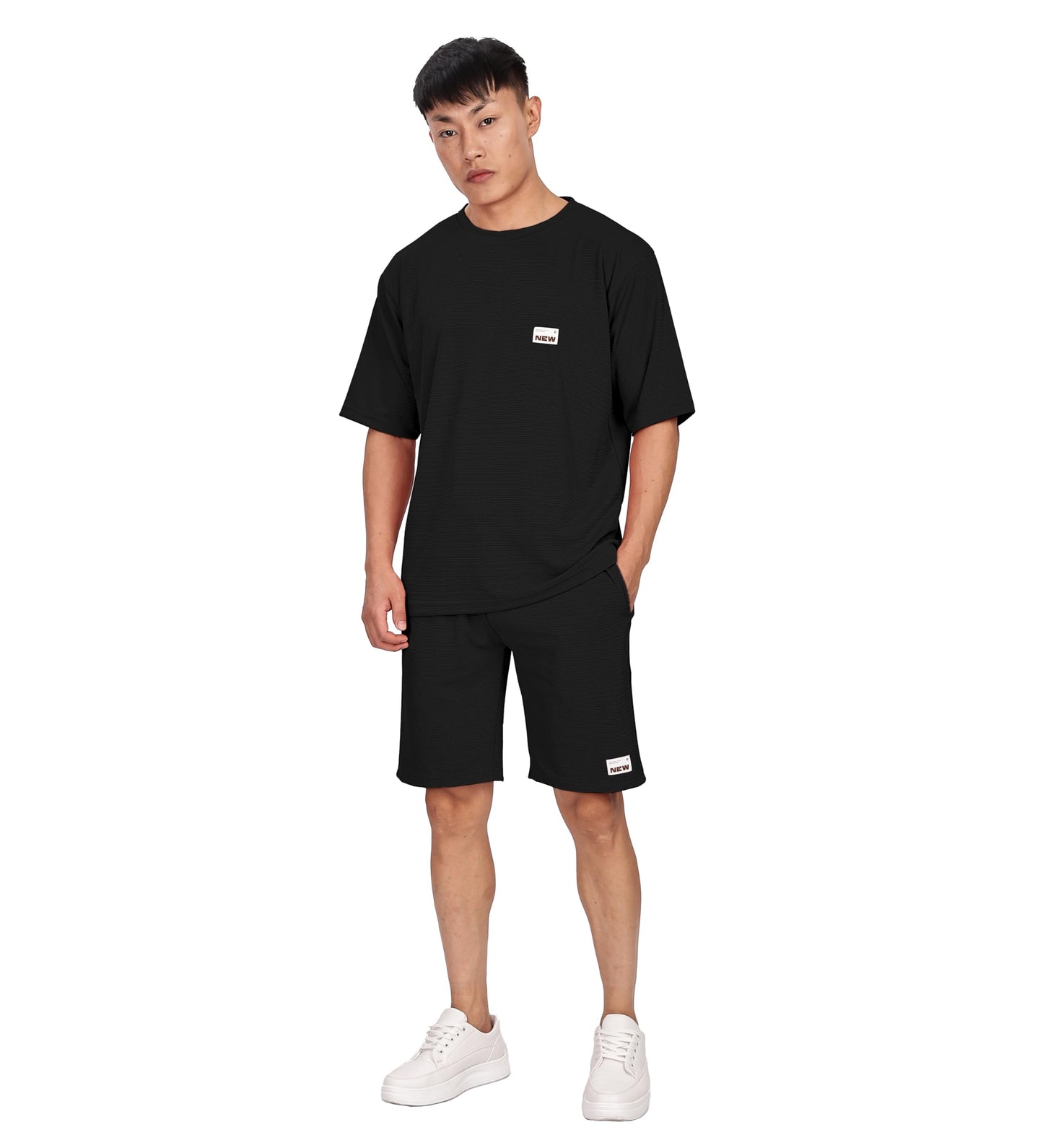 SHODOX Mens Round Neck Solid Relaxed Fit Tshirt and Short Co-ords Set for Mens (Pack of 1)