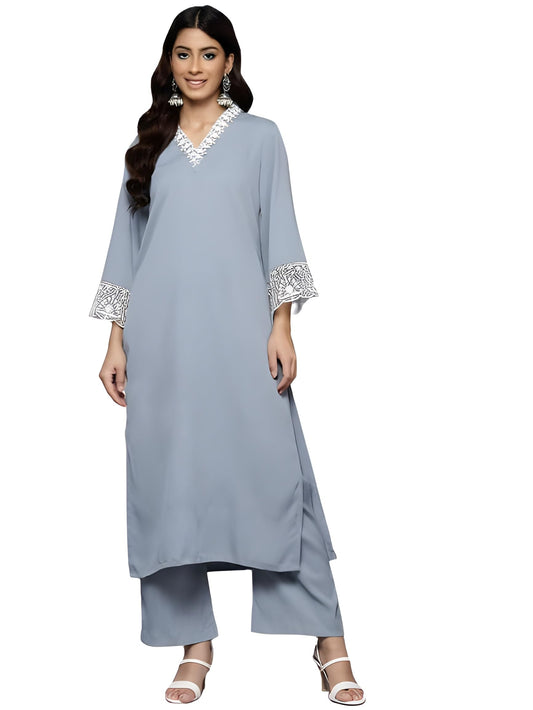 Varanga Women Thread Embroidered Organza Detailed Kurta Set  Elegant, Sophisticated, And Traditional Ethnic Wear