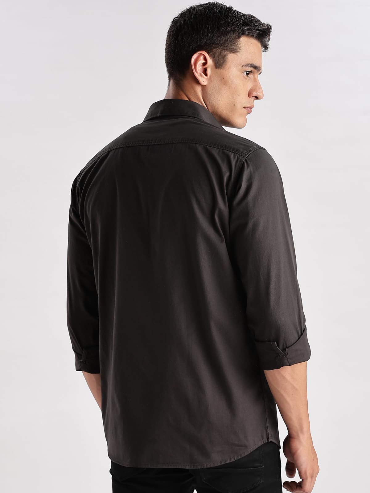 ADRO Cargo Shirts for Men | Double Pocket Mens Casual Shirt | 100% Cotton Plain Shirts | Full Sleeve Shirt | Summer - Regular Fi