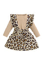 TAGAS Girls Leapard Print Full Sleeve Dress || Girls Dress || Party Dress for Girls || Fancy Dress Cream