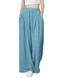 Greciilooks WomenS Loose High Rise Textured Trousers | High-Waisted Pant | Korean Trousars Light Blue