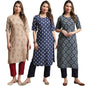 Pinkmint Straight Crepe Kurta & Pant For Women Ethnic Kurta Set For Women (Pack Of 3)