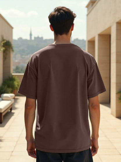 Nobero MenS Solid Oversized Fit T-Shirt (1M-Twts-R0039_Chocolate Fondant