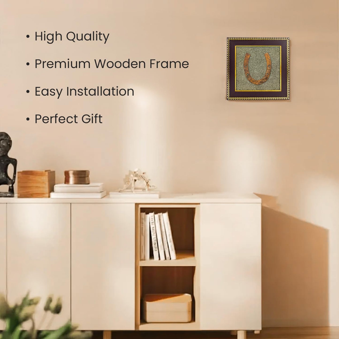Astrotalk Ghode Ki Naal on Raw Pyrite Frame | Vastu Decorative Item for Home & Office | Attracts Wealth, Luck & Prosperity | Home Decor & Wall Decor Items for Living Room | Gift for Man & Woman