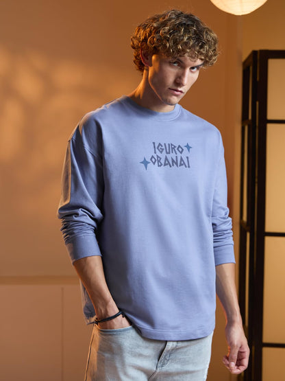 The Souled Store Demon Slayer: Obanai Men and Boys Round Neck Blue Graphic Printed Cotton Breathable Lightweight All-Season Full