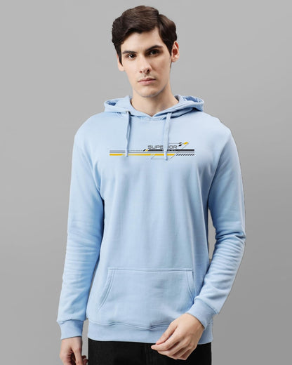 ADRO Men's Cotton Blend Neck Hooded Sweatshirt (H24-RAC-SK_Sky Blue