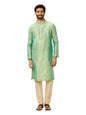 Manyavar Mens Green Art Silk Self Design Kurta Pyjama Set