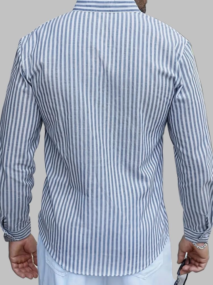 Noble Monk MenS Regular Fit Striped Shirt |Full Sleeves |Collar Shirts | Casual Shirt