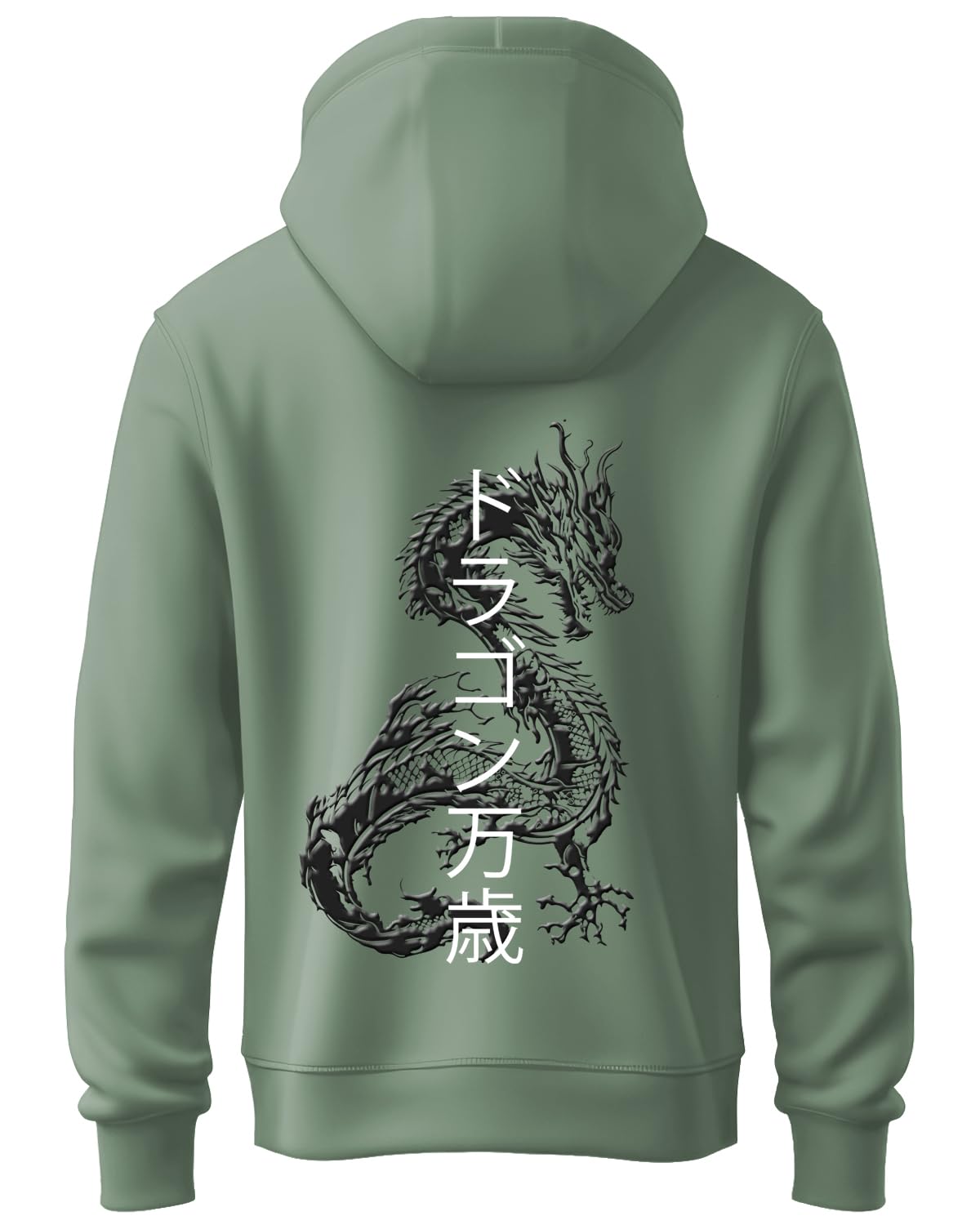 ADRO Mens Hoodies with Hail The Dragon Puff Backside Printed, 100% Cotton 340GSM. (H23-M-DRA-PT_Pista)