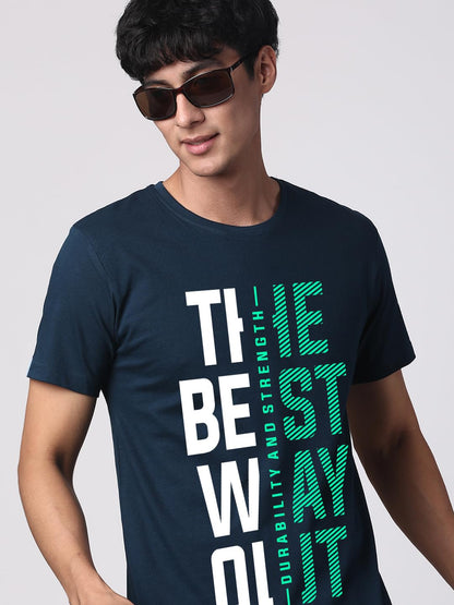 ADRO Motivational Quote Printed T-Shirt for Men - 100% Cotton, Regular Fit, Soft Breathable Fabric. (RN23-M-BEST-SB_Teal)