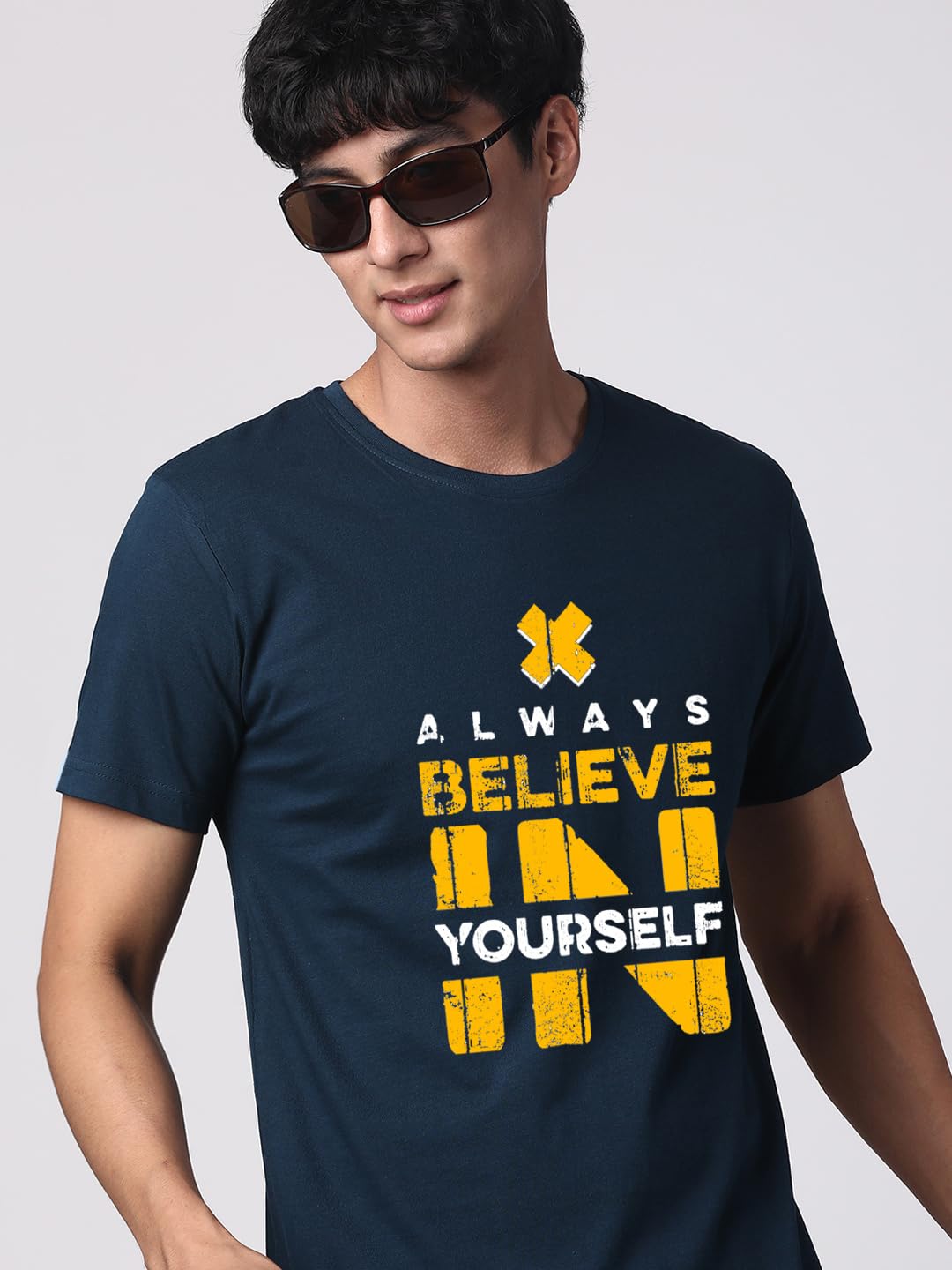 ADRO Believe in Yourself Printed T-Shirts for Men & Women (RNR-S35-BEL-SB_Teal)