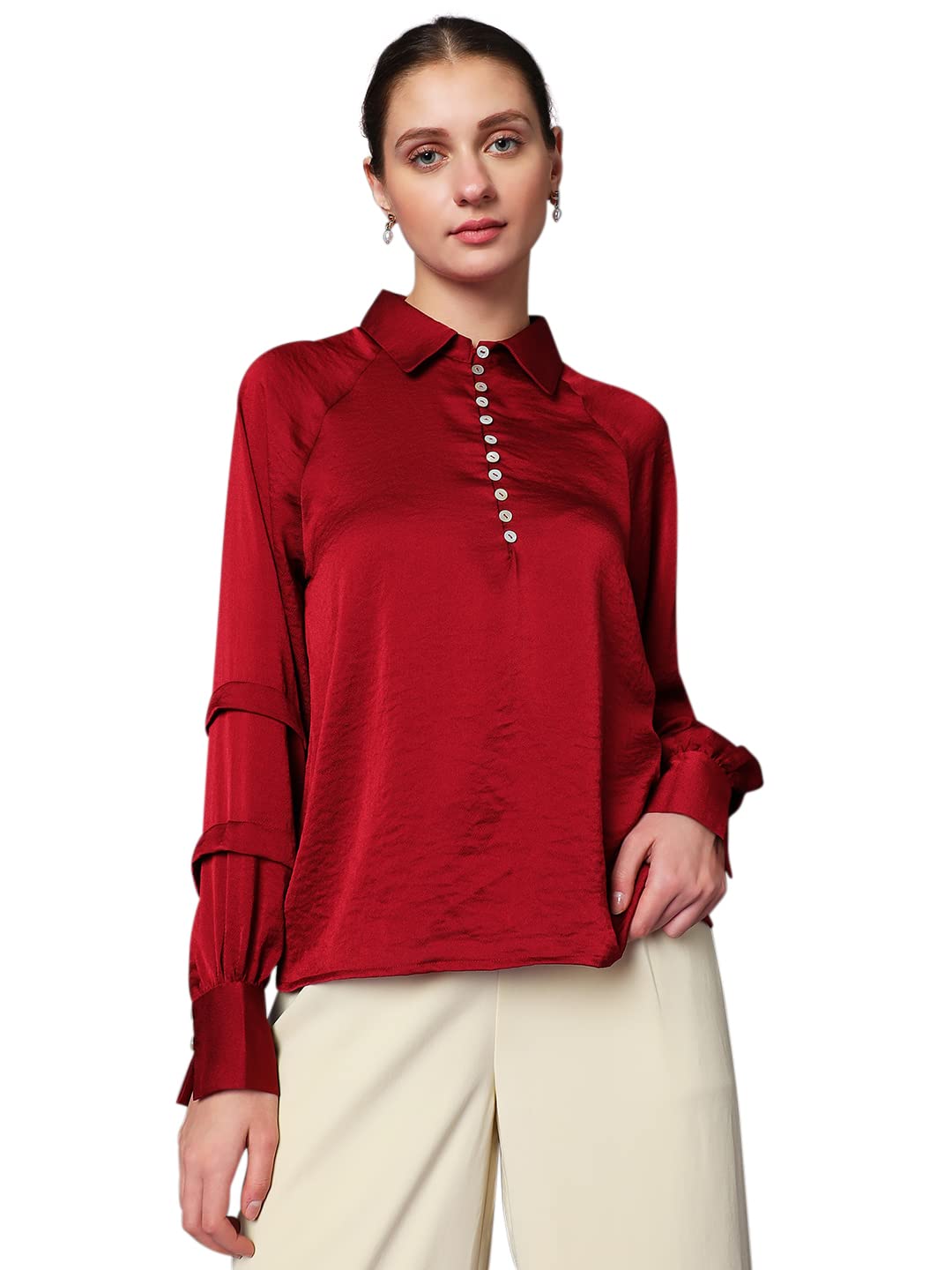 Vero Moda Slim Fit Shirt (10297923_Winetasting_Xl)