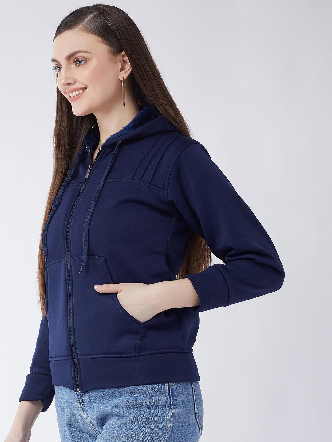 PIVL Women Solid Hooded Jacket For Winter