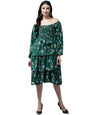 Aarika Women Green Color Floral Print Georgette Dress (SP-DR-AW-007-GREEN-XL)