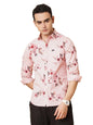 The Indian Garage Co Men Pink Floral Slim Fit Cotton Casual Shirt
