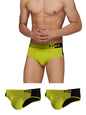 XYXX Mens Underwear Dualist IntelliSoft Antimicrobial Micro Modal Brief Pack of 3 (Lime Punch & Black;Lime Punch & Black;Lime P