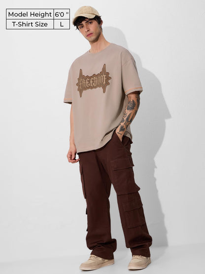 The Souled Store Originals Patchwork T-Shirt : Freedom Oversized T-Shirt for Men Boys Cotton Casual Half Sleeves Baggy Loose Fit