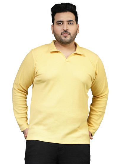 Rigo Plus Size T-Shirt for Men | Full Sleeve Plus Size T-Shirt | Casual Wear Solid T-Shirts for Man | Slim Fit, Collar T-Shirts