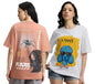 Juneberry Pure 100% Cotton Oversized Loose Baggy Fit Drop Shoulder Latest Aesthetic & Cool Graphic Prinred Half Sleeve T-Shirts