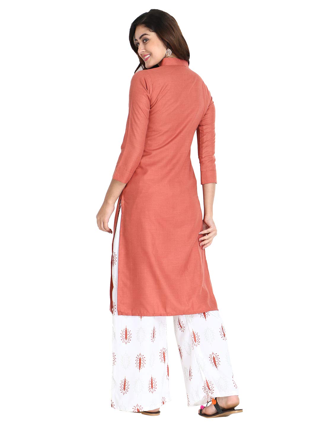 OM SAI LATEST CREATION SlubRayon Three-Fourth Sleeve A-Line Kurti for Women