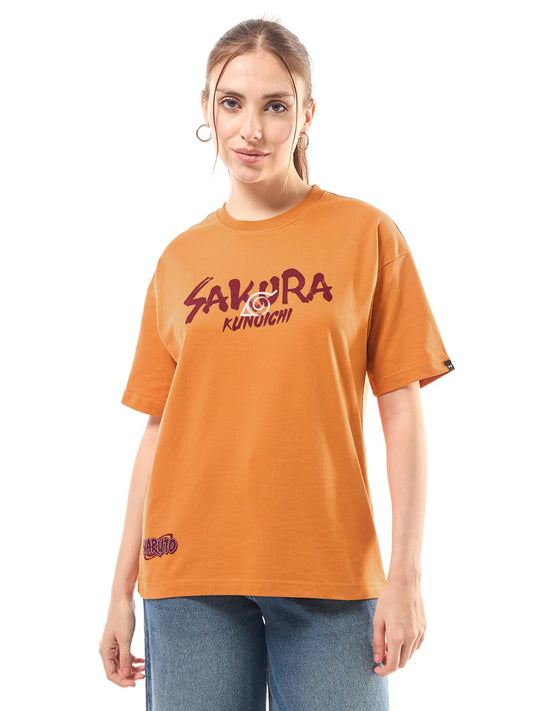 Bewakoof Heavy Duty 1.0 Official Naruto Merchandise WomenS Graphic Print Oversized Fit Half Sleeve Round Neck Terry T-Shirt_6372