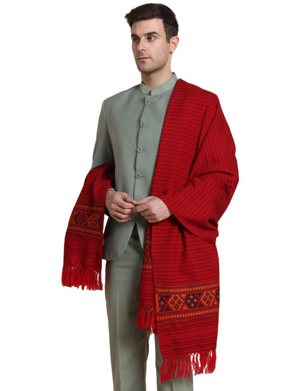 Weavers Villa Mens Acro Wool Blended Shawl - Handloom Woven Kullu Pattern - Stoles for Men - Gents Shawls - Soft & Warm Wrap -