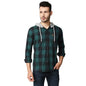 Pepe Jeans Mens Euro Yarn Dyed Shiruku Herringbone Check Hoodie Shirt, Green,S