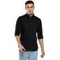 Dennis Lingo MenS Solid Black Slim Fit Satin Lycra Casual Shirt With Concealed Button Down & Full Sleeves