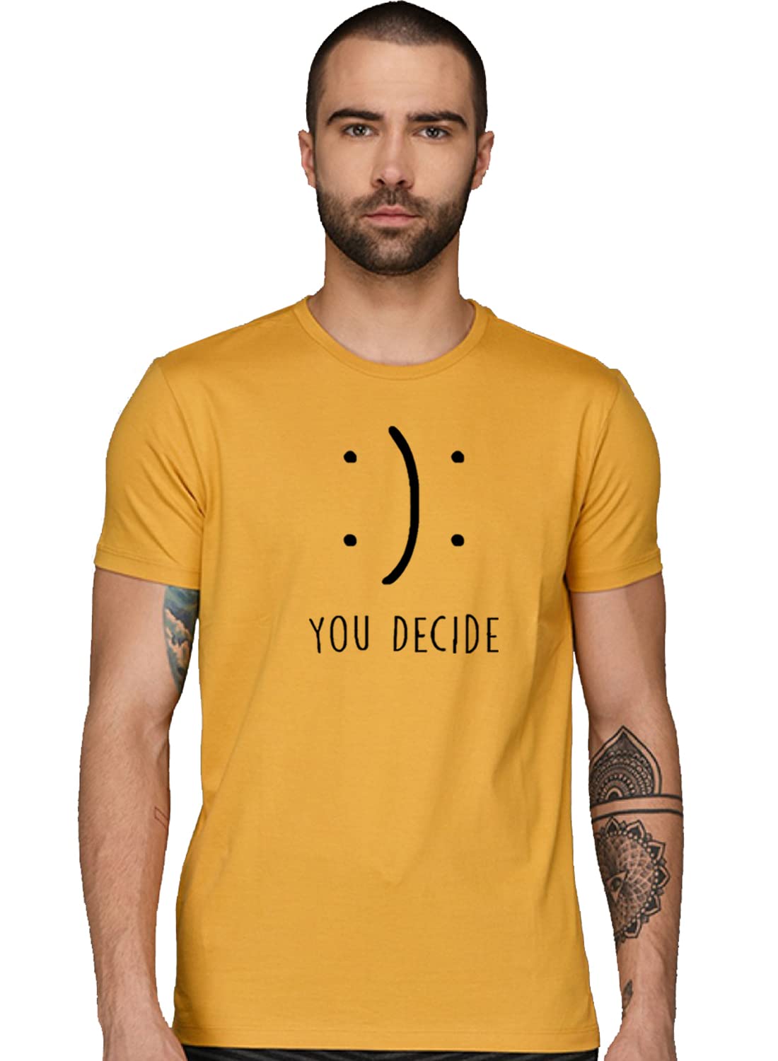 ADRO You Decide Mens Printed T-Shirts (RNR-M-DEC-MU_Mustard)