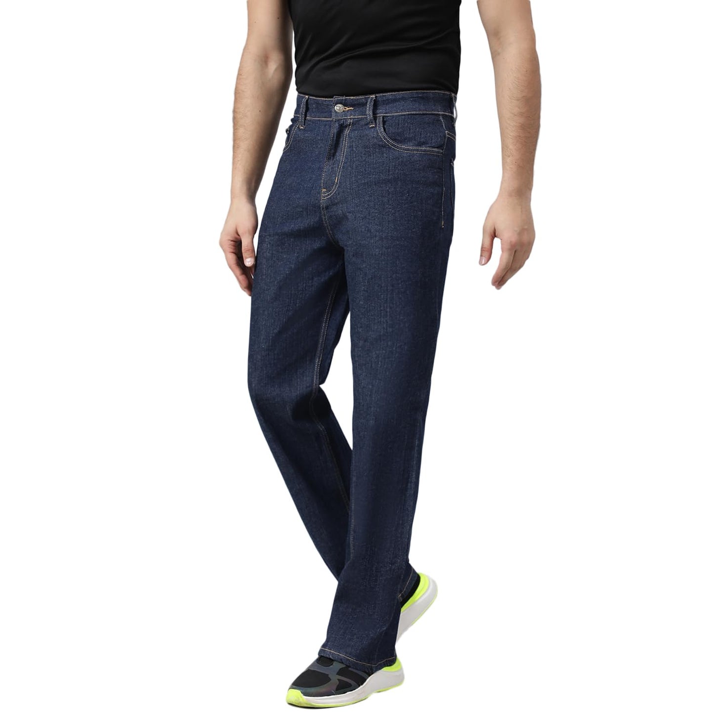 Kotty MenS Cotton Lycra Blend Relaxed Fit Mid Rise Jeans Prussian Blue