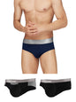 XYXX Mens Underwear Illuminati IntelliSoft Antimicrobial Micro Modal Brief Pack of 3 (Black & Steel Grey ; Black ; Black Iris;