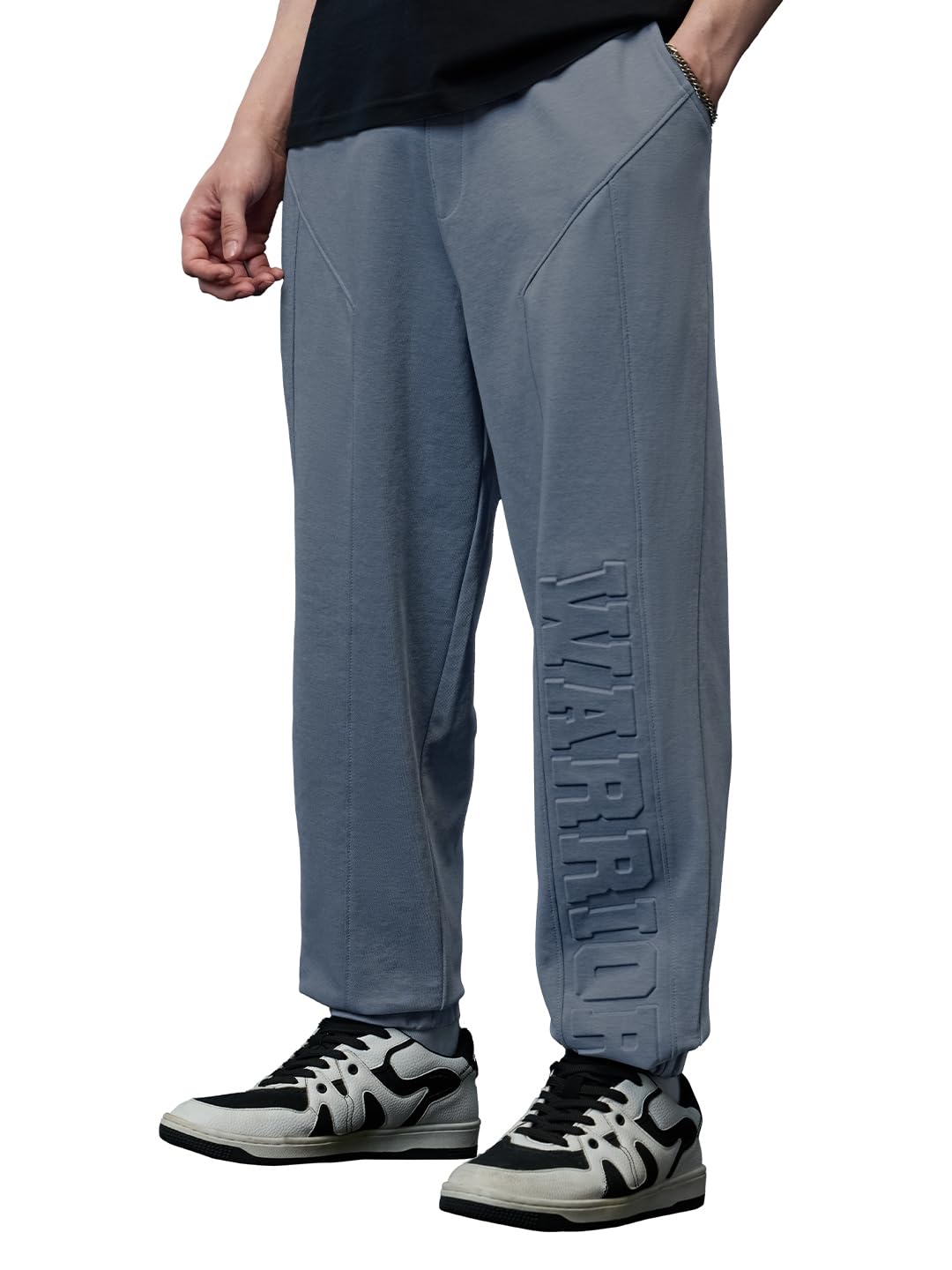 The Souled Store Warrior Men and Boys Drawstringed Grey Solid Cotton Blend Baggy Fit Oversized Joggers