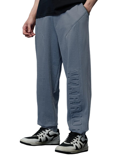 The Souled Store Warrior Men and Boys Drawstringed Grey Solid Cotton Blend Baggy Fit Oversized Joggers