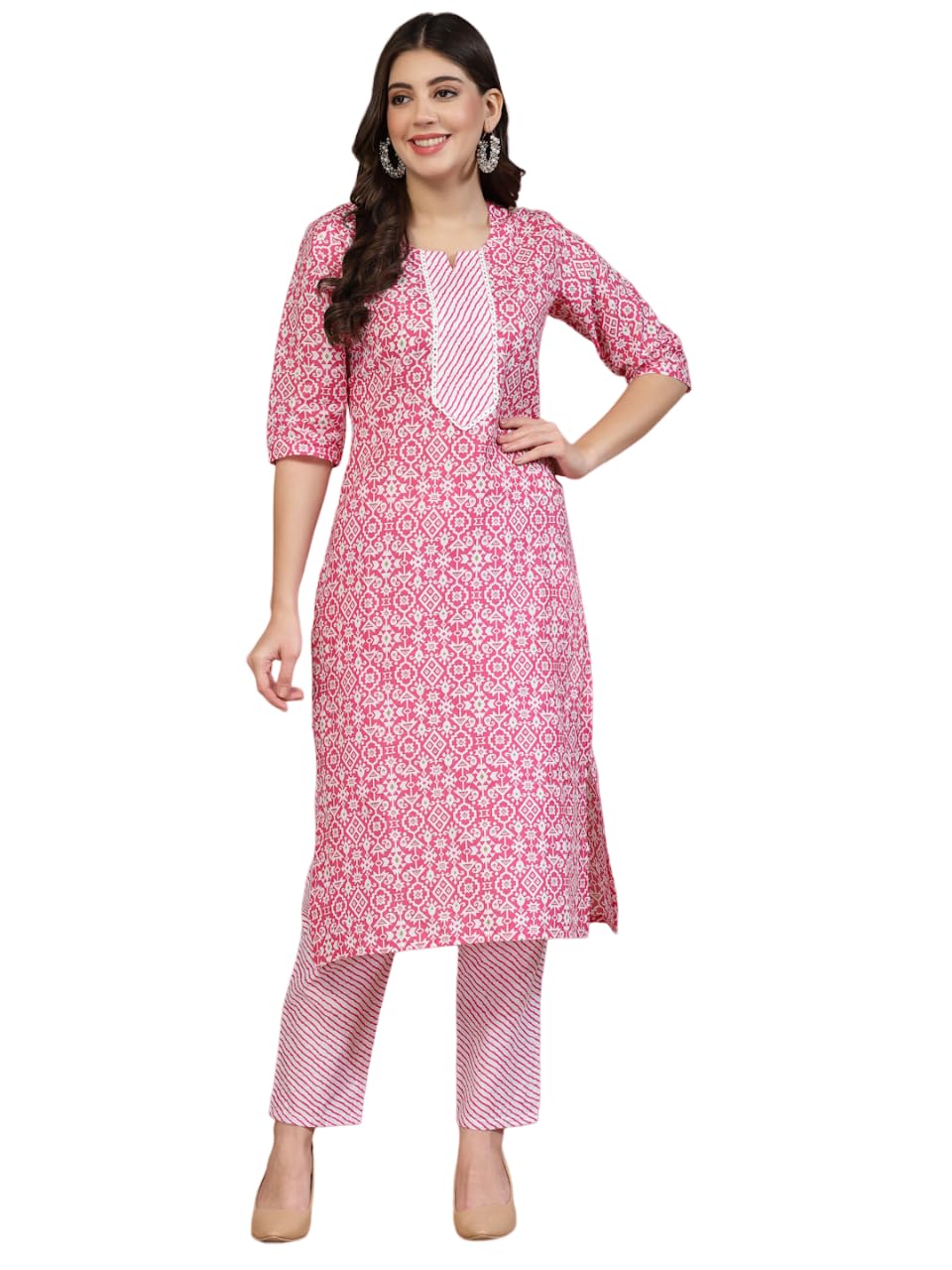 LookMark Women's Cotton Blend Regular Kurta Set