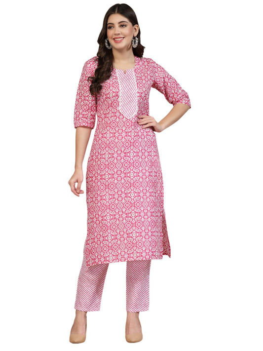 LookMark Women's Cotton Blend Regular Kurta Set