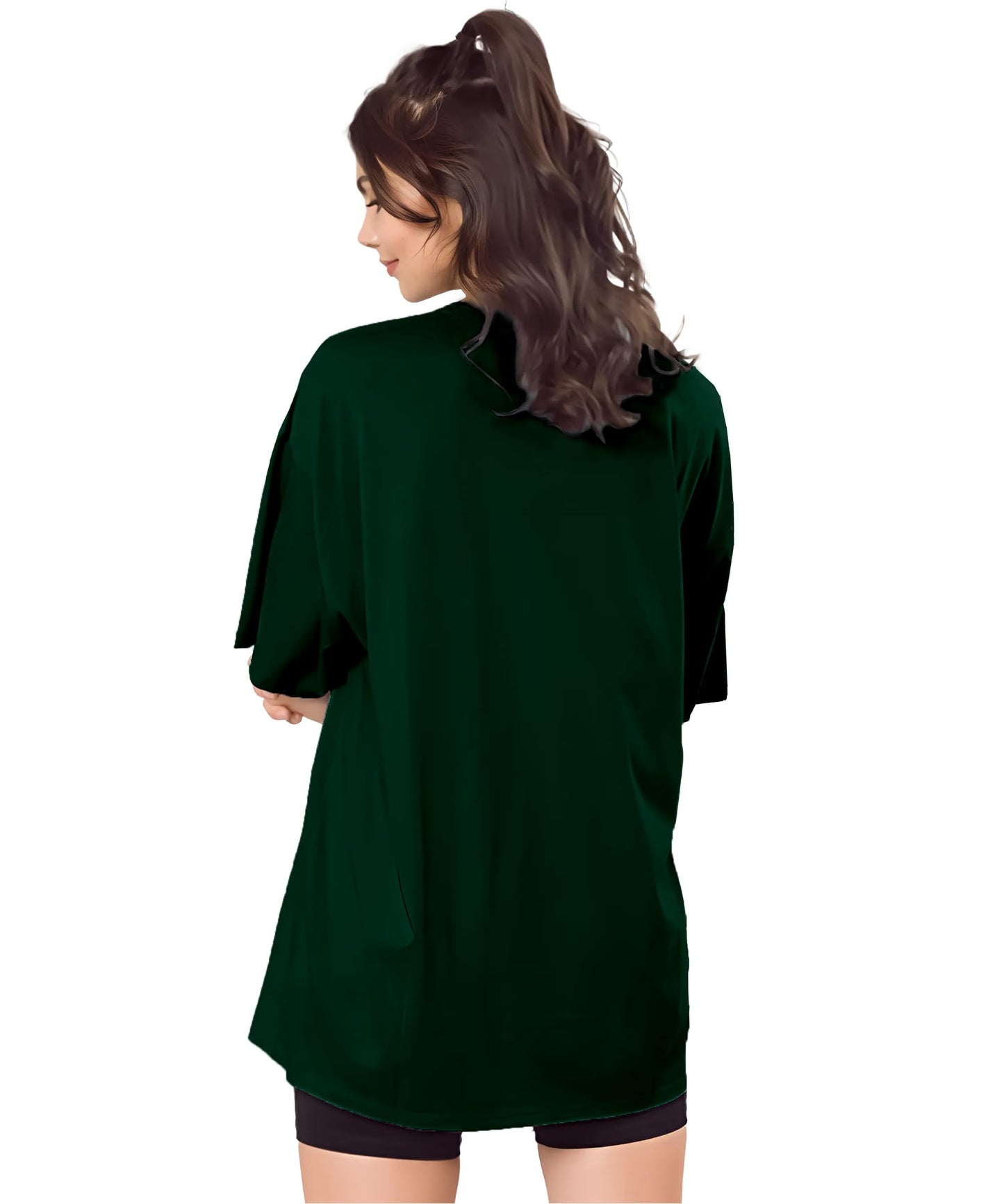 SHODOX Bio-Washed Anti Bacterial 100% Pure Cotton Womens Oversized Solid T-Shirt | Cozy Soft, Less Wrinkles Loose Fit, Drop Shou