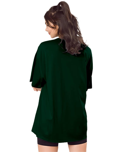 SHODOX Bio-Washed Anti Bacterial 100% Pure Cotton Womens Oversized Solid T-Shirt | Cozy Soft, Less Wrinkles Loose Fit, Drop Shou