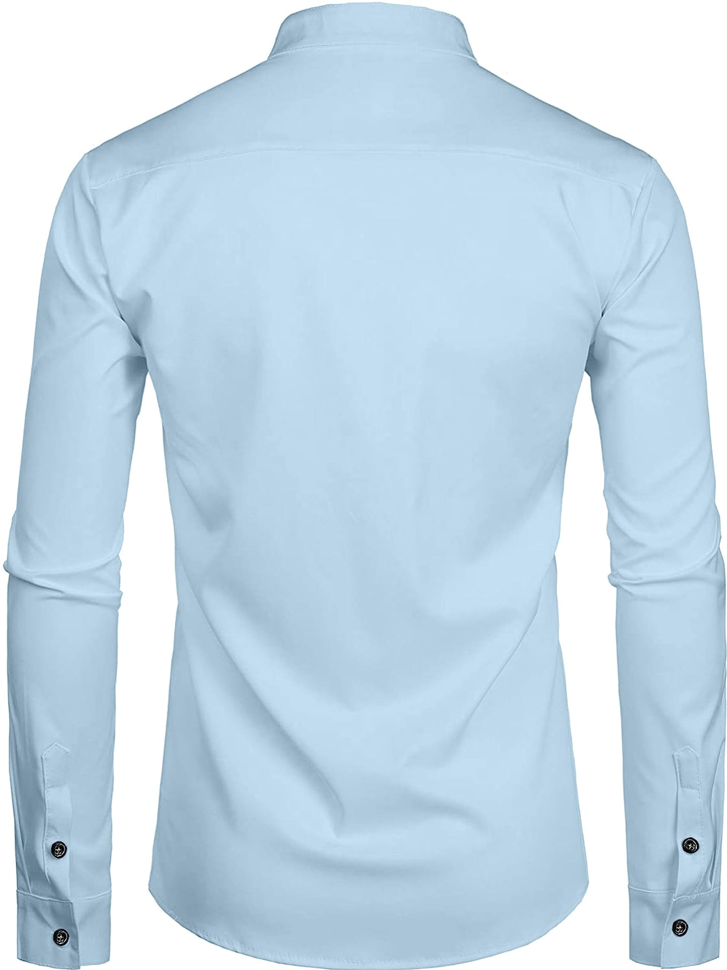 Mildin MenS Cotton Blend Solid Shirt With Mandarin Chinese Collar Full Sleeve Curved Hemline Button Closure Slim Fit | Shirt Fo