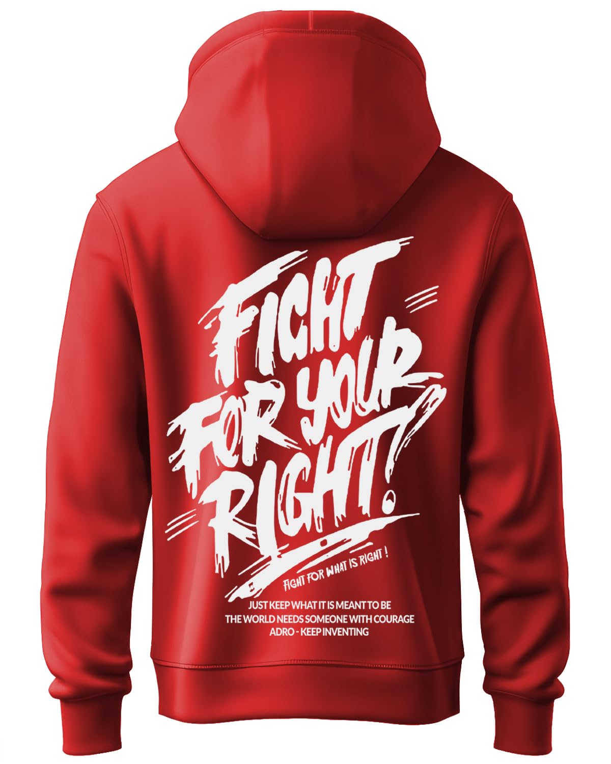 ADRO Mens Fight for Your Right Backside Printed Hoodies in Premium Cotton Fleece 340 GSM (H23-M-FGT-RD)