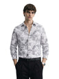 The Indian Garage Co Mens Slim Fit Floral Cutaway Collar Long Sleeves Party Streatchable Shirt