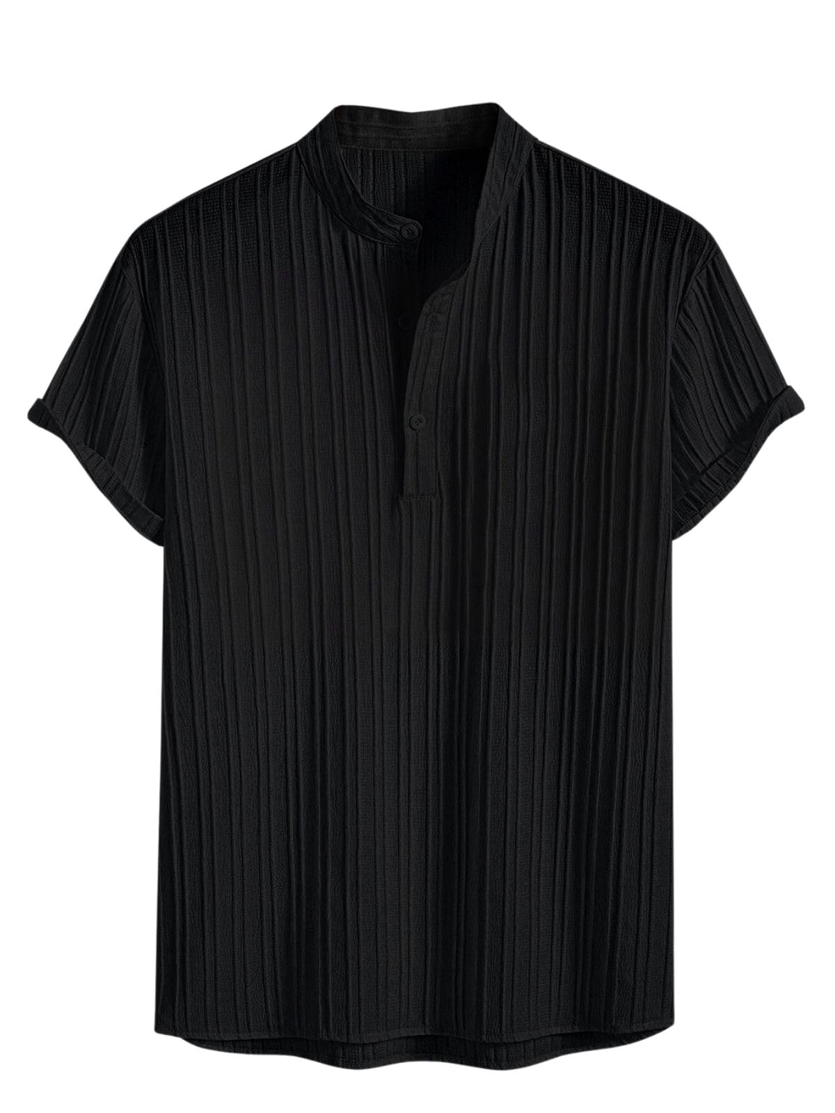 Greciilooks Solid For Casual Stylish Textured Regular Fit Black