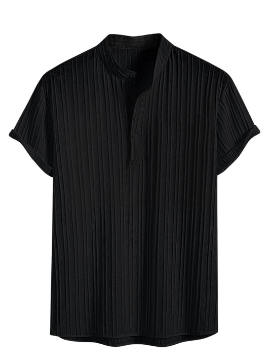 Greciilooks Solid For Casual Stylish Textured Regular Fit Black