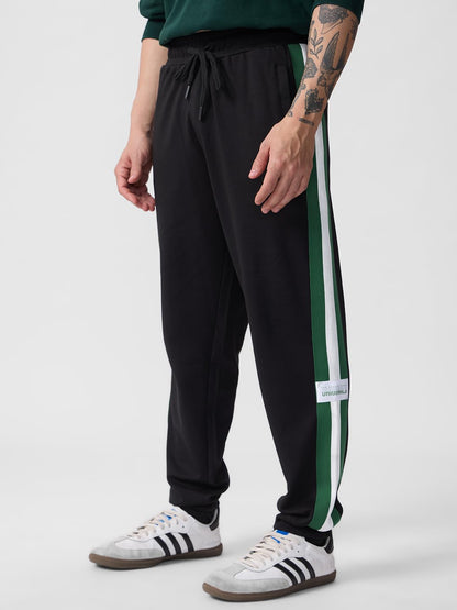 The Souled Store Velocity Men and Boys Drawstringed Black Solid Cotton Blend Oversized Joggers