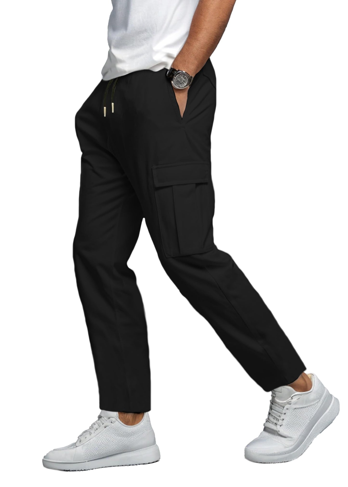 Peppyzone Mens Stylish Casual Trousers for Men | 4 Pocket Trouser Pants for Men | Regular Fit Cargo Pants | Mens Trouser for Da