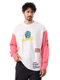 The Souled Store Official Iron-Man: Graffiti Round Neck 100% Cotton Graphic Print Oversized Fit Full Sleeve T-Shirts White